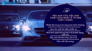 Hậu quả của việc dán phim cách nhiệt ô tô kém chất lượng.