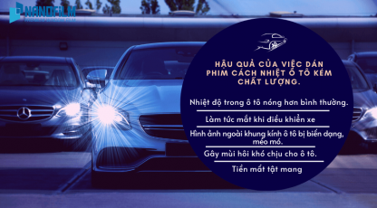 Hậu quả của việc dán phim cách nhiệt ô tô kém chất lượng.