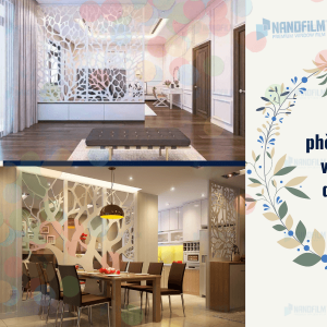 Trang trí phòng khách đẹp với mẫu giấy dán kính 3D phù hợp