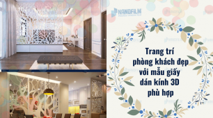 Trang trí phòng khách đẹp với mẫu giấy dán kính 3D phù hợp