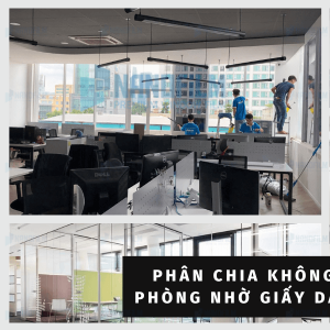 Phân chia không gian văn phòng nhờ giấy dán che kính